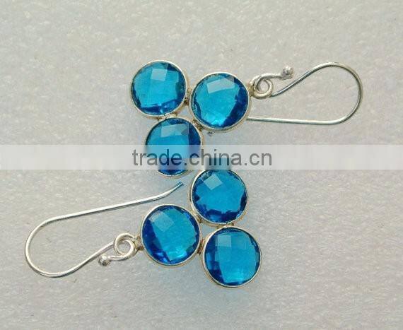 Blue quartz Round Gemstone Earrings