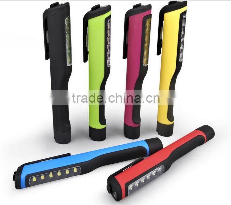 A-OK popular auto electrical camp 6+1 smd pocket clip work light led torch flashlight