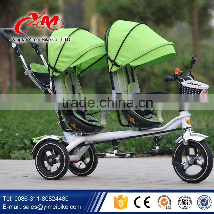 Alibaba Wholesale Best Quality metal baby tricycle with wagon / two seat child 3 wheel trike / AIR TYRE tricycle for children