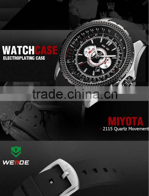 2014 WEIDE Original Diver Watch Unique Design JAPAN Men Quartz Watch Luxury Sports Military Watches Complete Calendar
