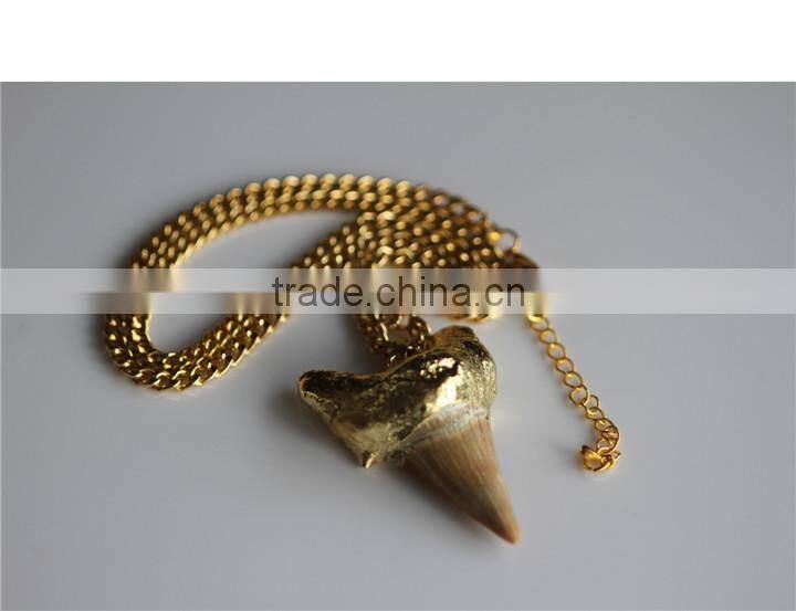 KJL-A143 real teeth necklace,shark tooth pendant womens chain necklace