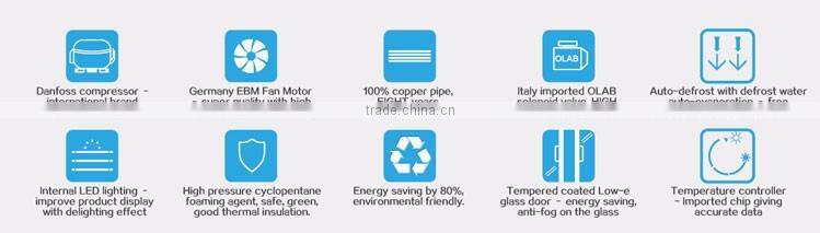 Air cooler with double sliding glass doors for ice cream