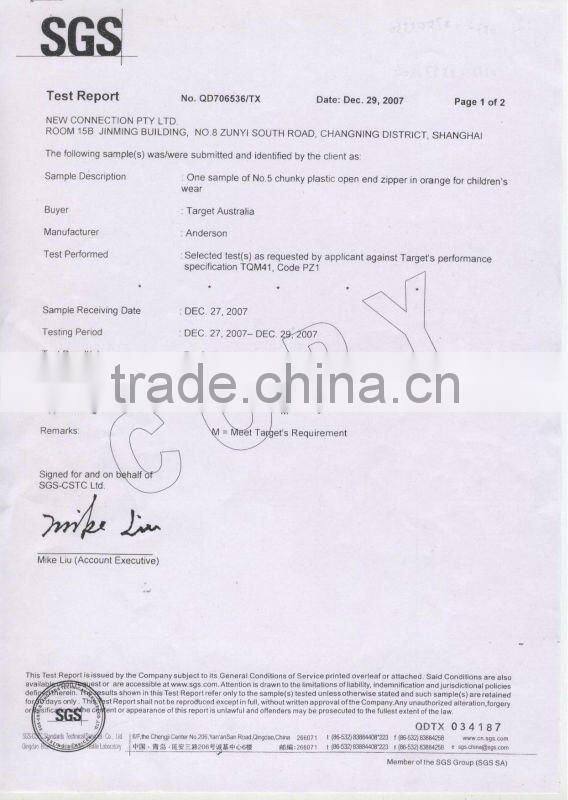 high quality open end or close end two way nylon zipper