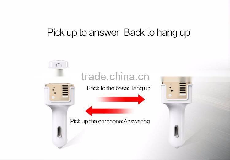 China mainland phone car charger/mini car charging ear-in headset with dual USB