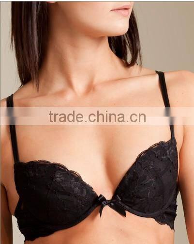 new style sexy yong lady black padded pretty lace bra