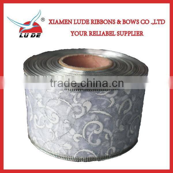 2015 hotsales wire edge christmas ribbon