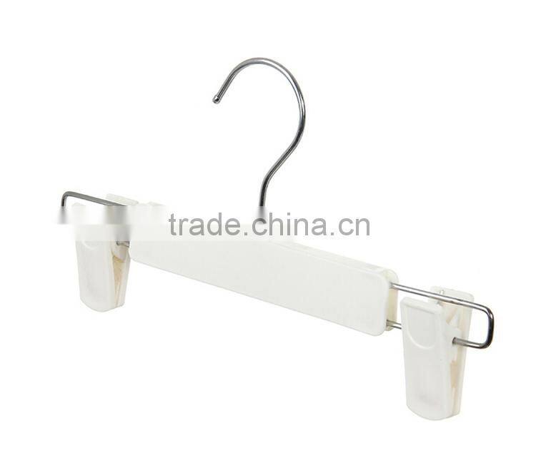 Square Hook White Plastic Skirt/Pant Hanger with Adjustable Clips