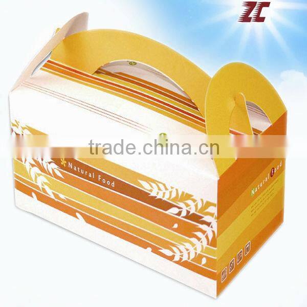 Hot Sale Take Away Paper Cake Box with Handle for Food Packaging