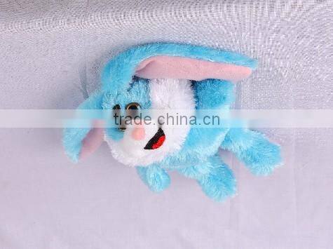 Rolling & laughing mini blue rabbit, light control animated stuffed animal plush toy