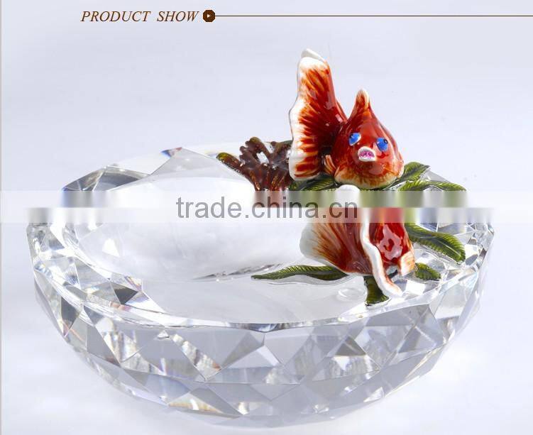 RORO Flourishing Luck craft home decorative crystal ashtray metal and pewter craft
