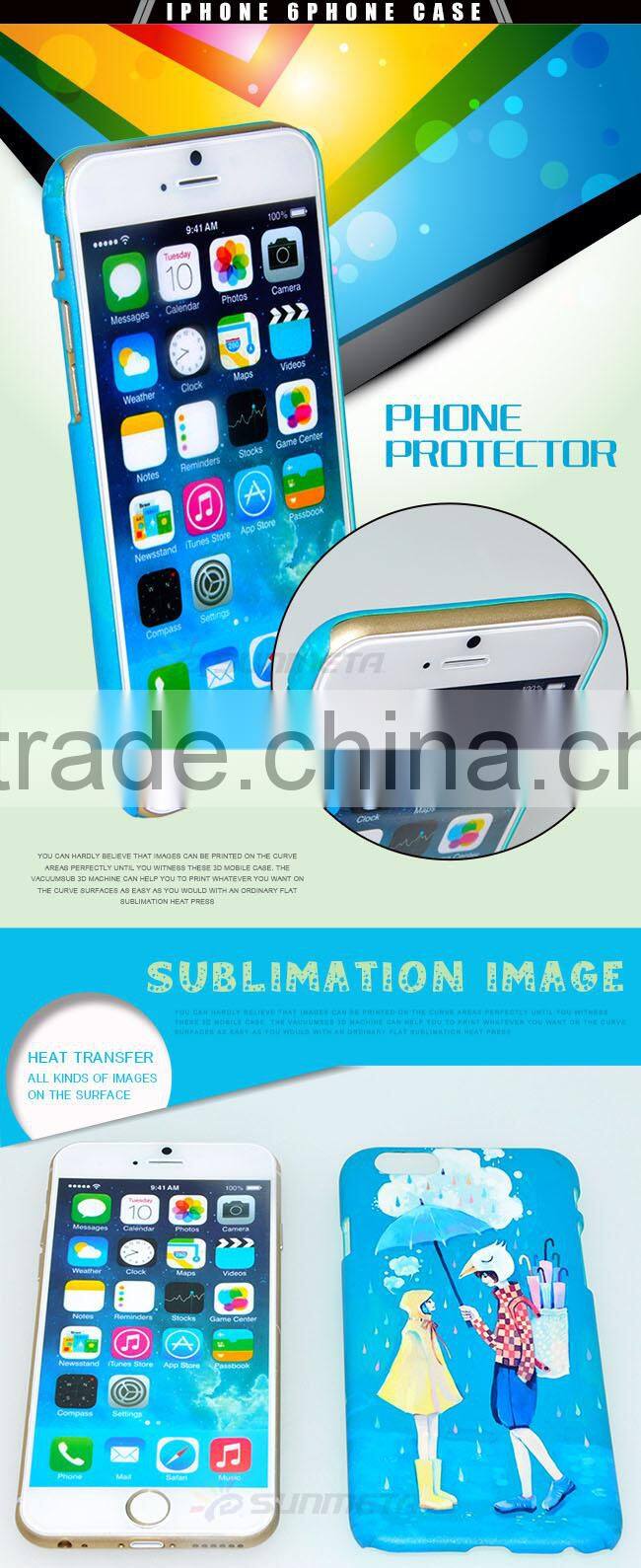 Factory directly Sunmeta blank 3D cell phone case sublimation phone case(IP6)