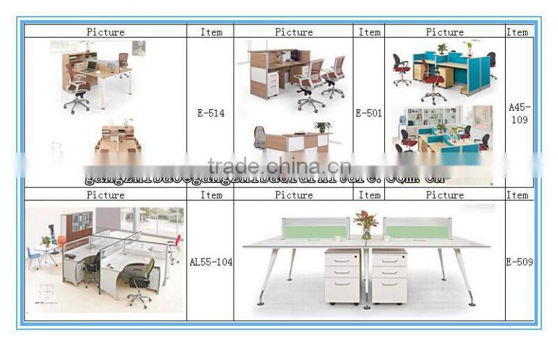 modern office workstation for two people with book shelf with four legs E-514