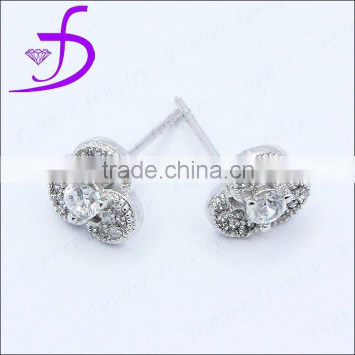 925 silver jewelry earrings made with Chinese 3A zircon