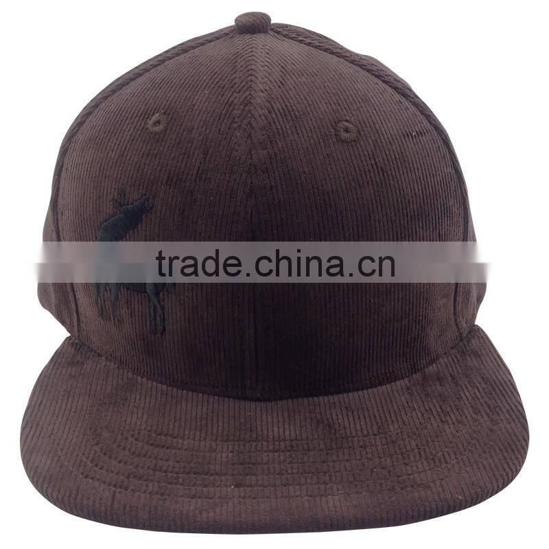 Unisex custom vintage embroidered corduroy blank baseball snapback cap wholesale