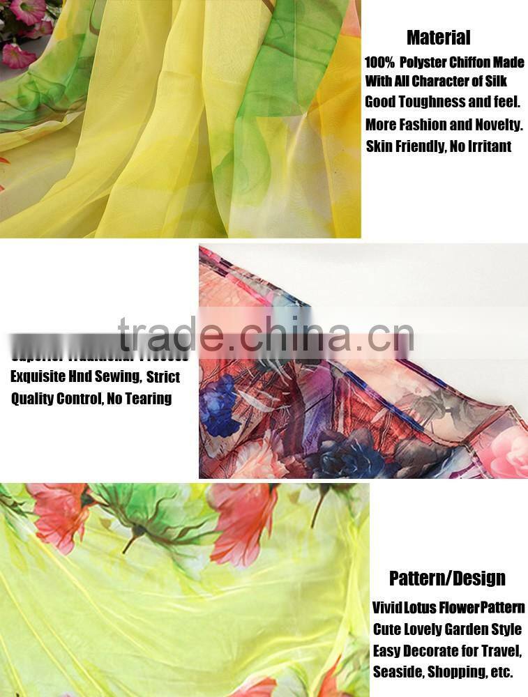 Infinity Chiffon 100% Polyster Silk Imitated Fabric Material Women Girls Scarves and Shawls Wrap With Printed Patterns