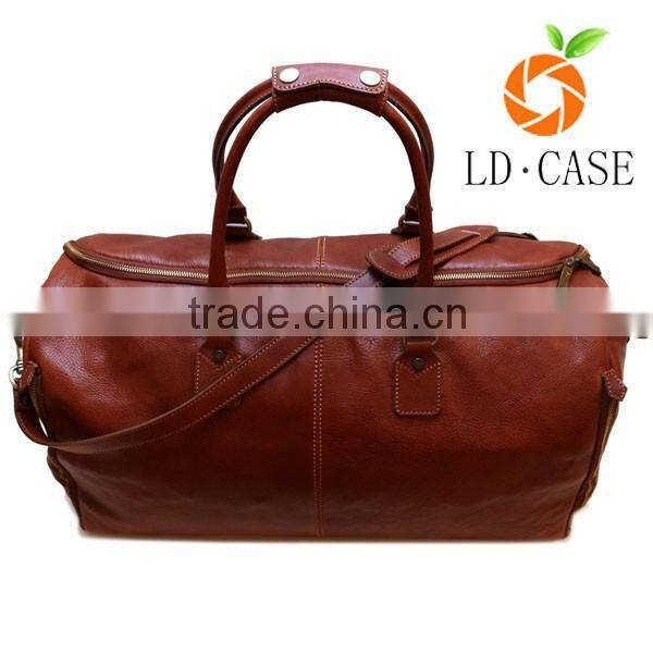 men real leather storage bag organizer trolley travel luggage bag
