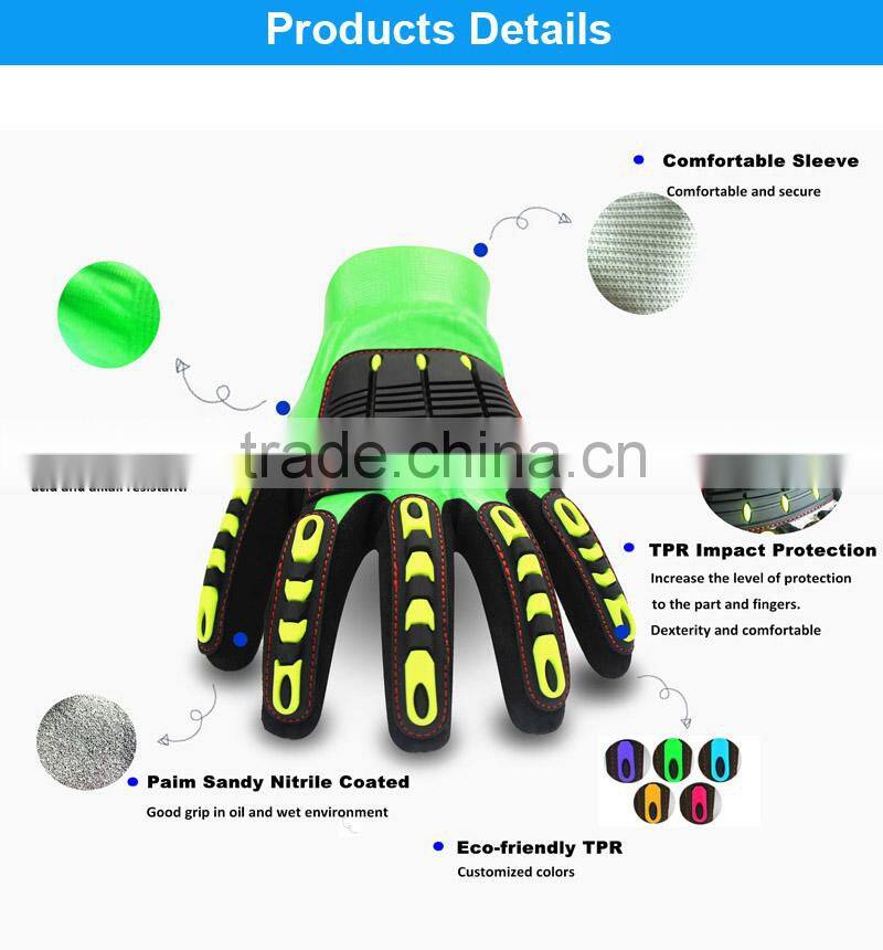 QL polyester sewing TPR double palm industrial gloves buyers