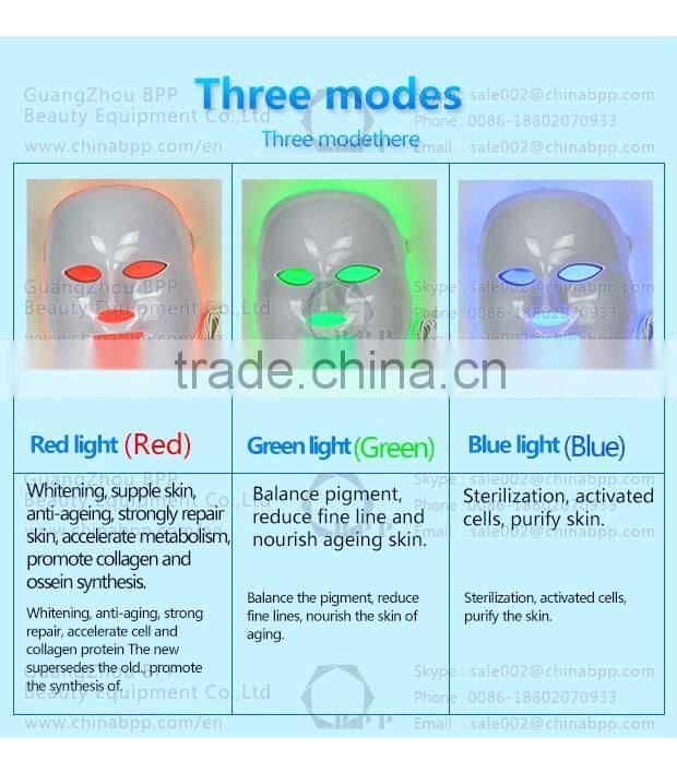 Factory wholesale led facial mask with 3 pdt photon colors 170pcs led lights face mask in stock CE approved
