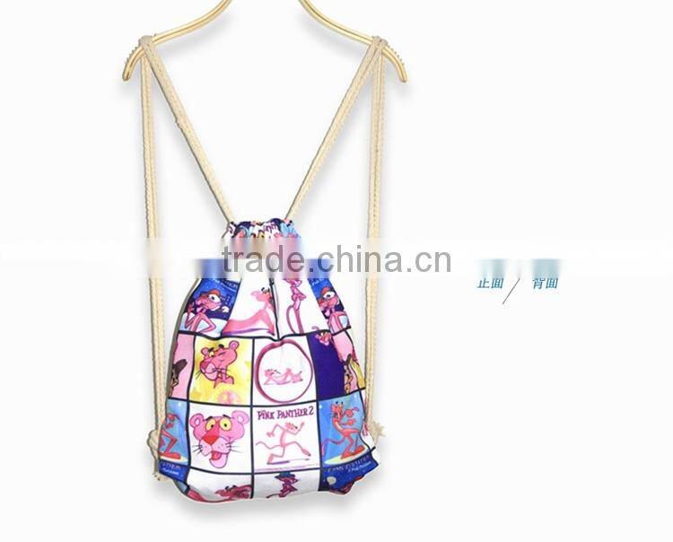 Promotional Canvas pattern printing drawstring backpack bag