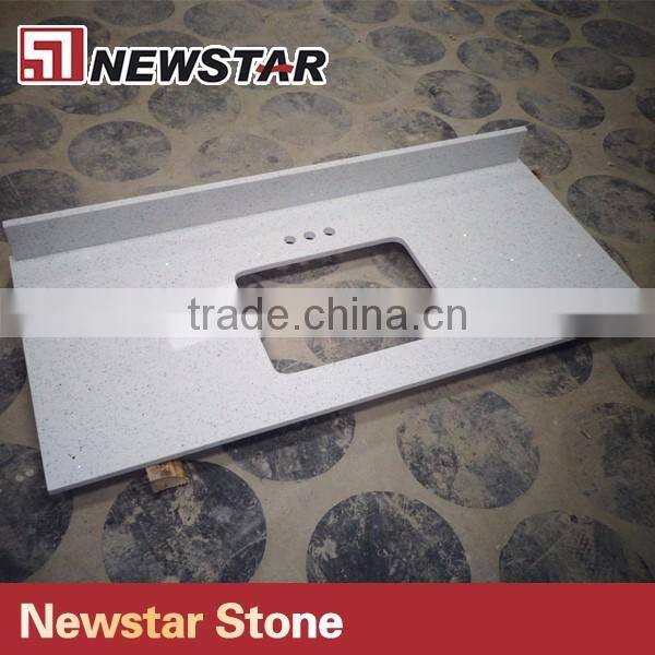 Commercial man made stone white quartz stone single sink bathroom vanity top