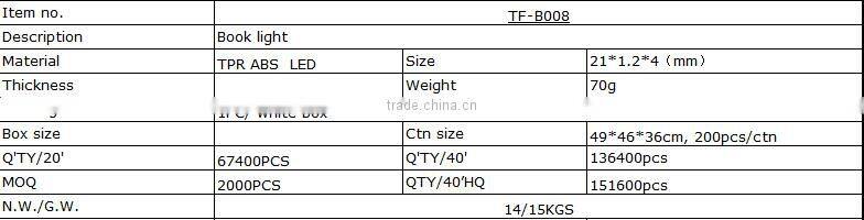 Foldable Book Light/led book light/battery operated book light/Flexible Book Light