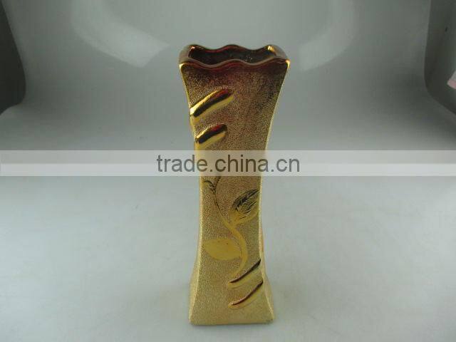 Cheap wholesale Stocklot golden ceramic vase for flower/decorate