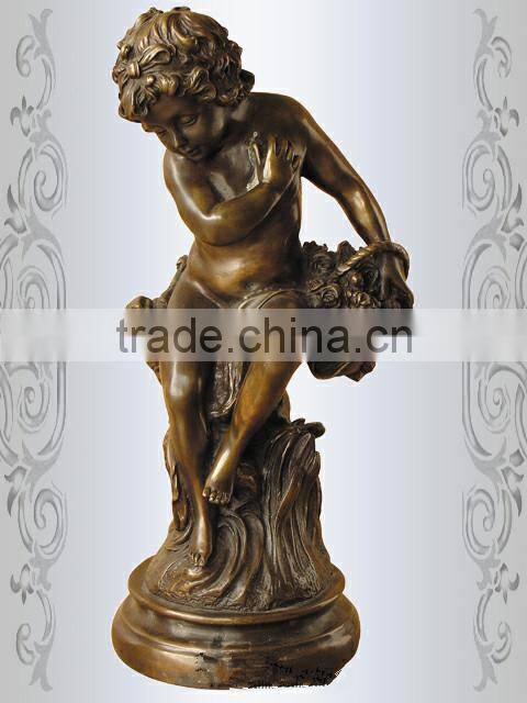 High Quality Casting Bronze Western Nude Boy Statue