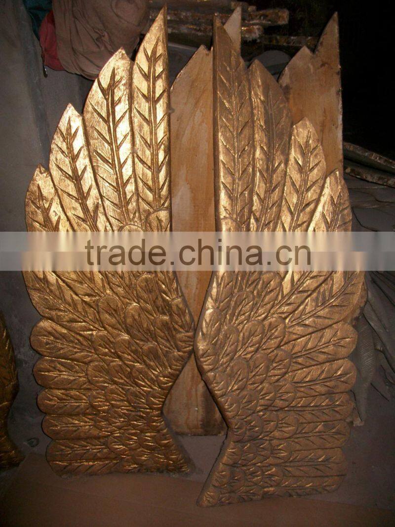 Antique hand carving gold wooden dance angel wings