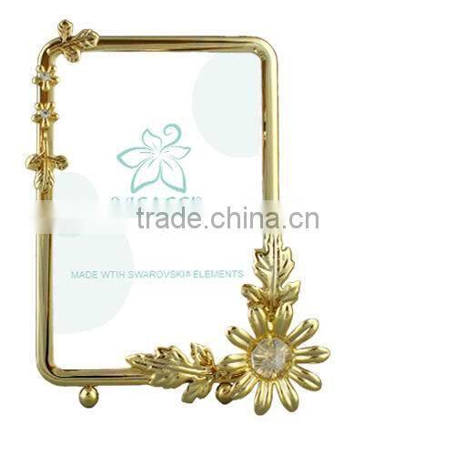 24K gold plated Oval 4x6" Photo Frame with butterfly with crystals from swarovski