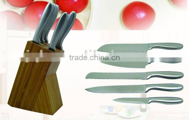 High quality stainless steel kitchen knife set with black acrylic block