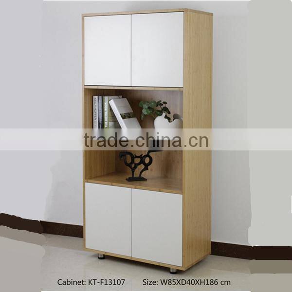 Single design natural bamboo tall thin storage cabinet beside wall