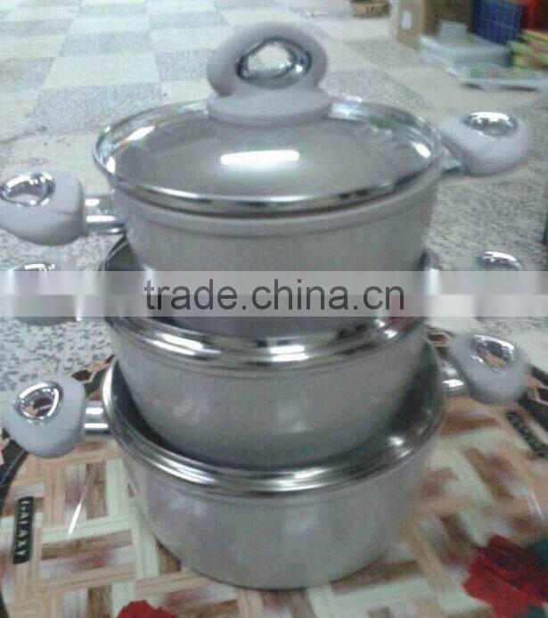 3pcs aluminum fry pan with two handles