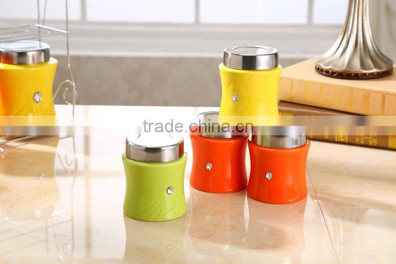 ceramic Canister with stainless steel stand