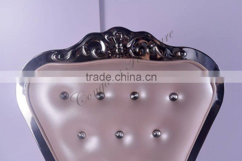 Modern pu leather cheap gold king throne dining chair