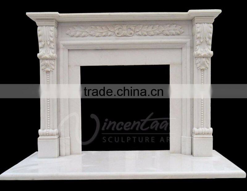 Modern home decoration use hand carved natural marble fireplace mantels