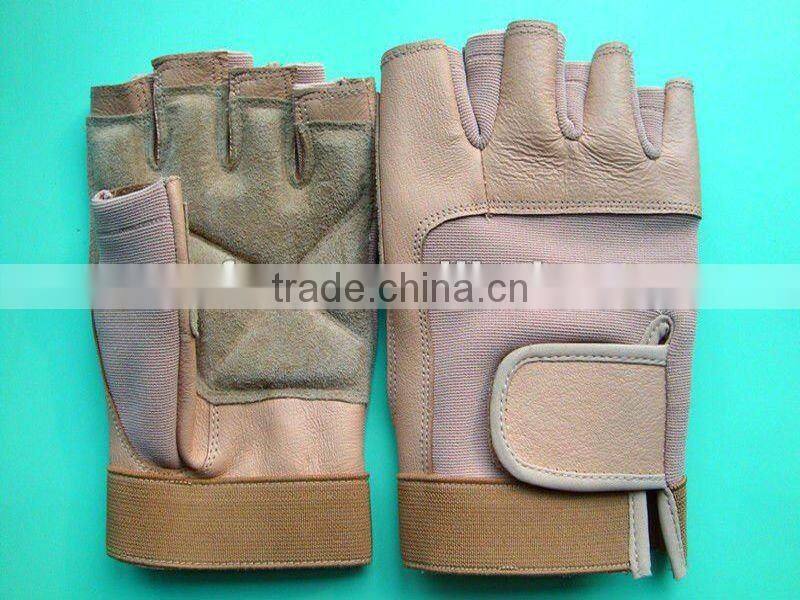 Half Finger Pig Skin Weight Lifting Glove