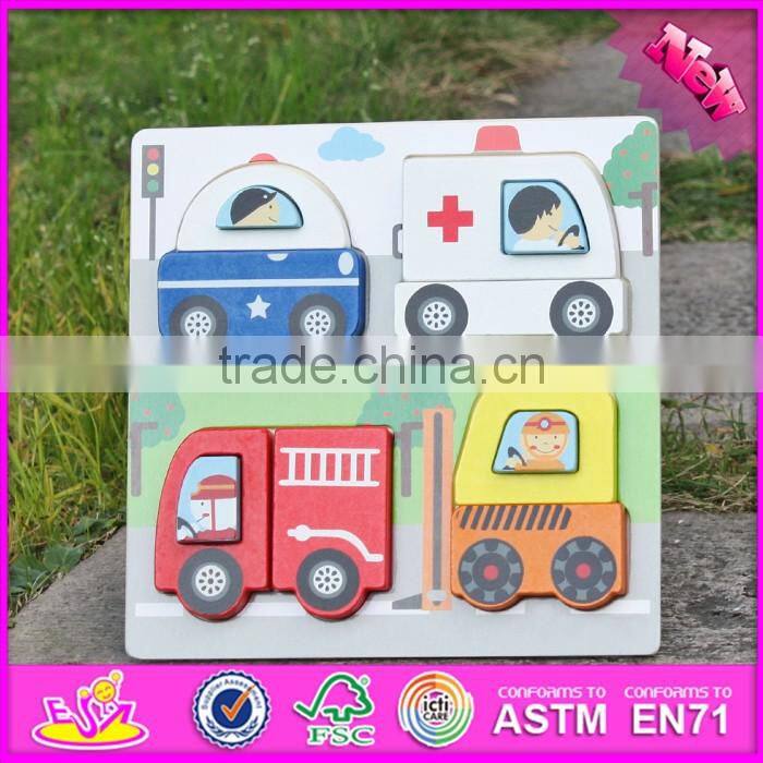 2017 New product educational toy wooden car shape puzzle for kids W14D022
