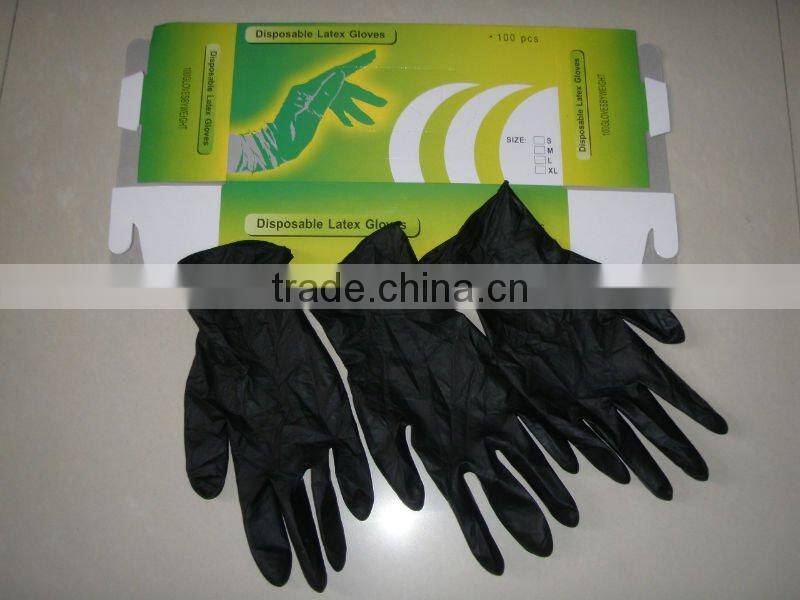 Tattoo Gloves--Powder Free/Black/Natural Latex/100pcs per box