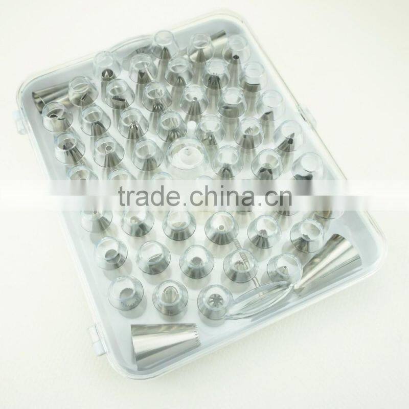 42156 52 Pcs 304 Stainless Steel Cake Master Decorating Tip Set, with Hinged Storage Box