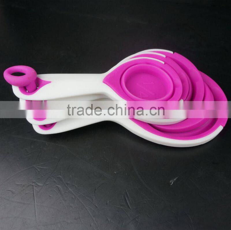 16128 SILICONE MEASURING CUPS SET CUP SPOON KITCHEN TOOL COLLAPSIBLE BAKING COOK