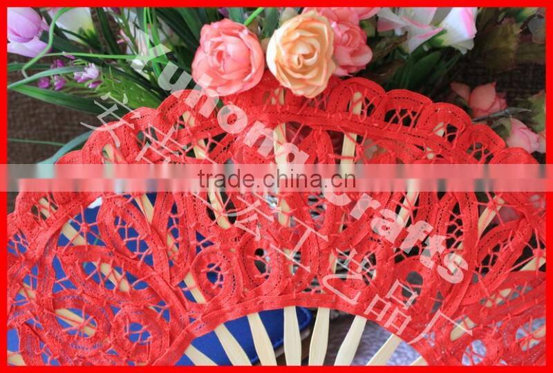 Beatutiful and colorful wedding folding lace fan