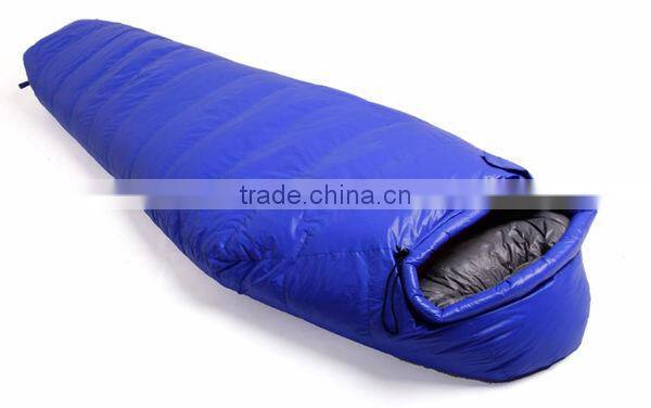 High quality goose down with cold protection collar adjustable wateproof outdoor camping sleeping bag