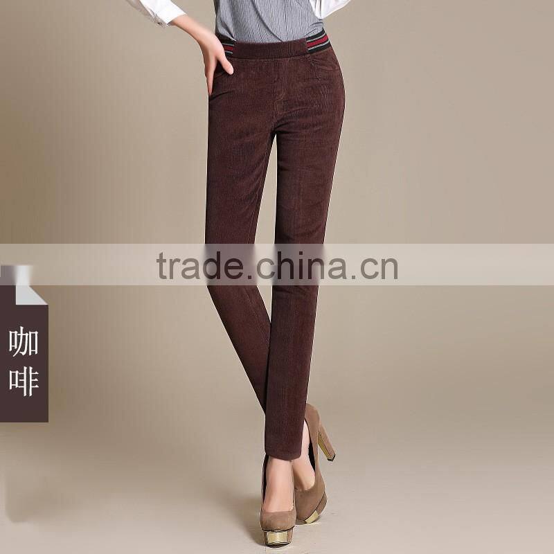2016 skinny pants women lady corduroy pants