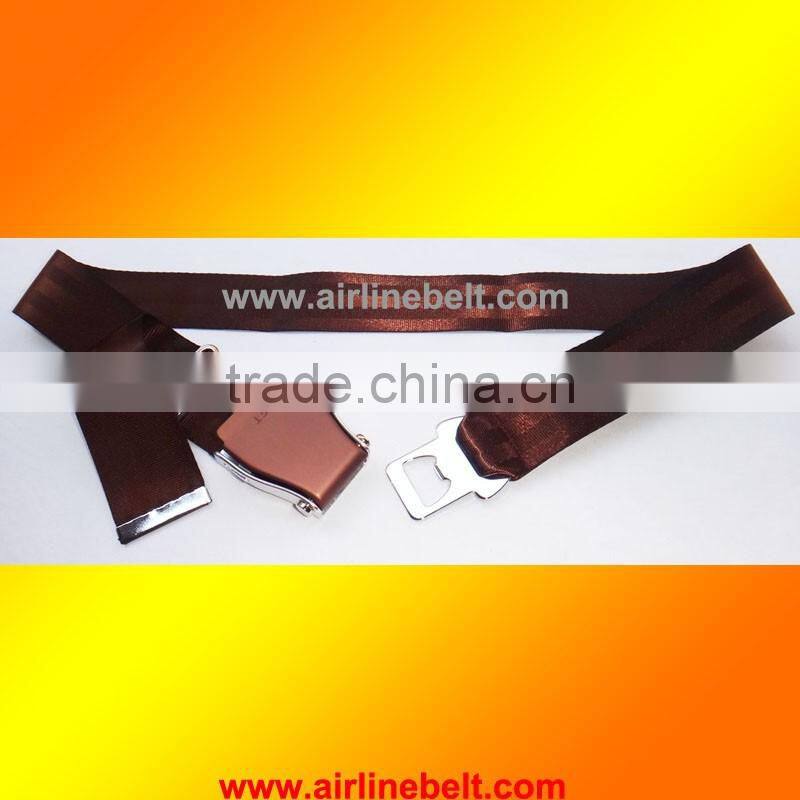 Various colors airplane belt with metal end pieces/Beer bottle opener