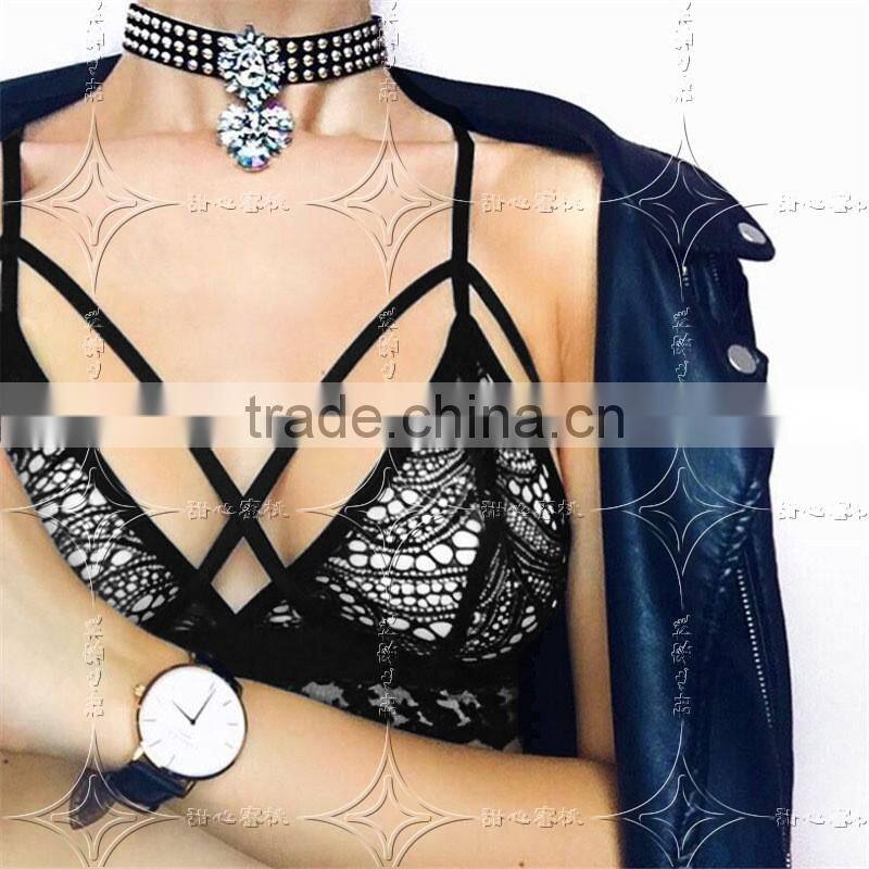 Sexy Lace net bra panty Soft Bra Push Up Deep V Straps Polka Dots Bralette beautiful bra sexy bra design latest fashion sexy bra