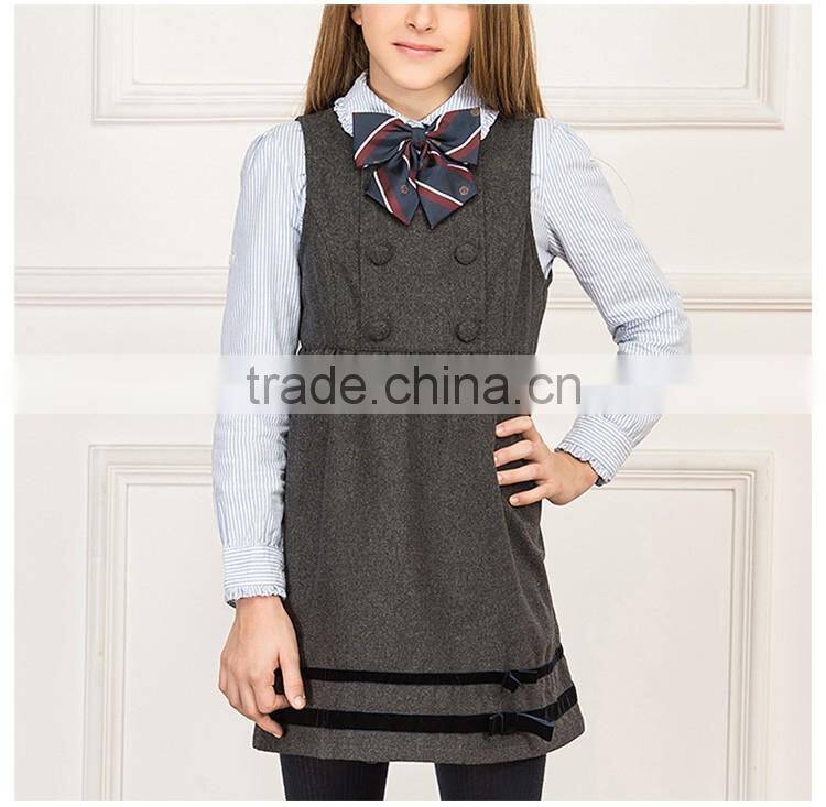 China Manufacture Girls Winter Grey School Uniform Dress