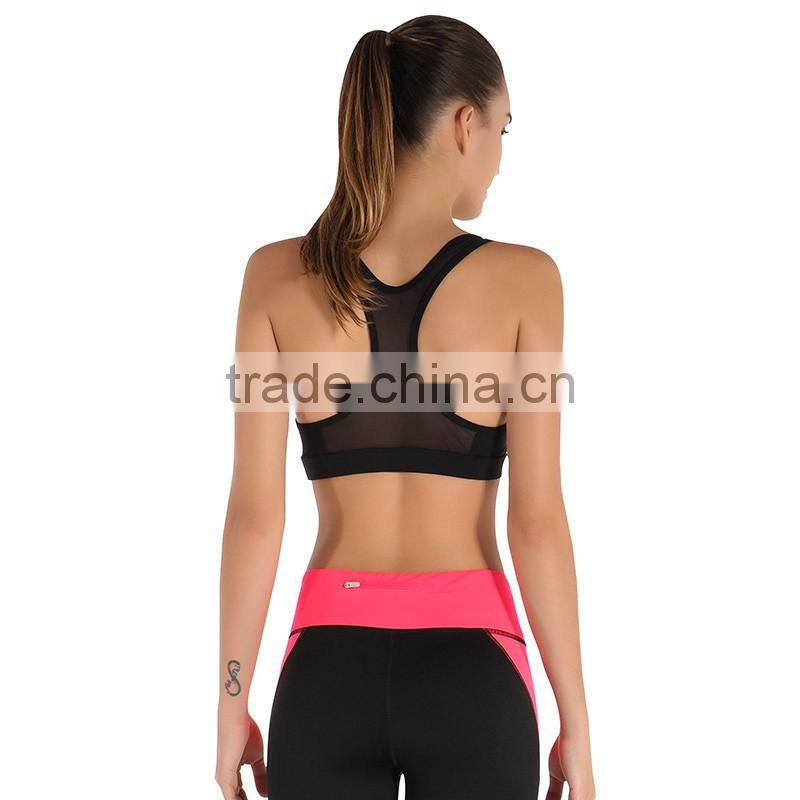 2017 Gym Sportswear 3 Color Custom Dri Fit Sport Clothes Comfortable Sexy Women Hole Sale Shock Absorber Bra