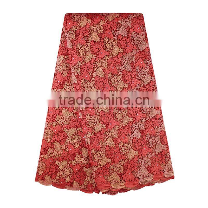 2017 Nigeria Asoebi Dress Fabrics Multi-color African Guipure Cord Lace