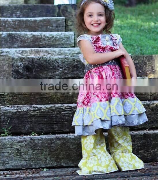 2017 kids boutique clothing sets girl sweet ruffle clothing baby girl cotton dress outfit