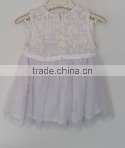 sunny baby girl white flowers embroidered dress for summer